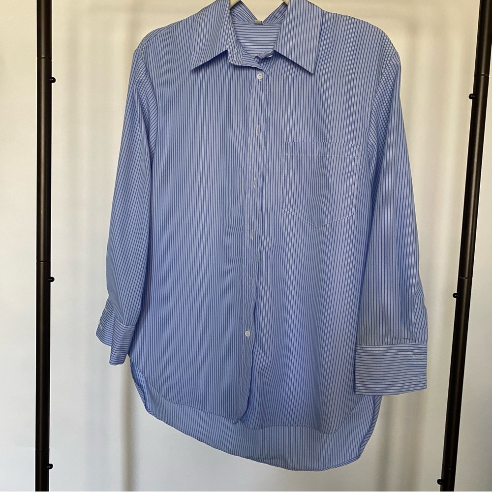 Blue and white strip long sleeve top